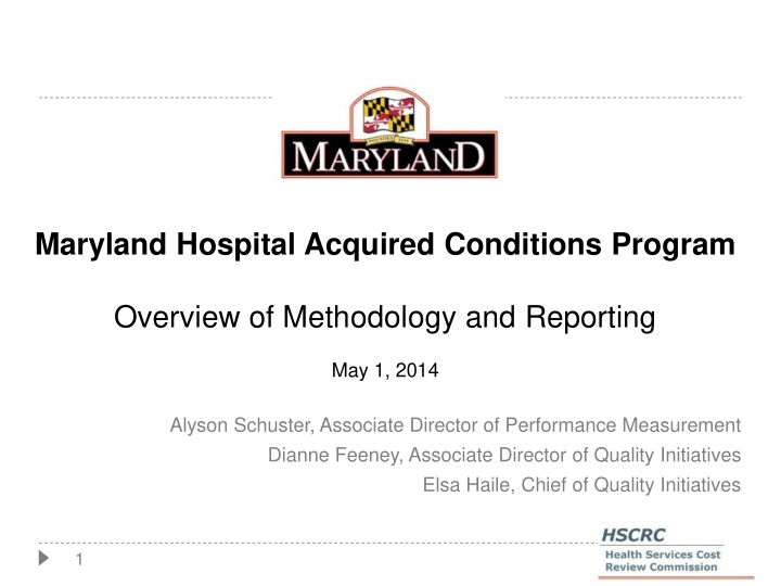maryland hospital acquired conditions program overview of