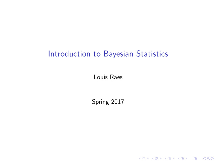 introduction to bayesian statistics