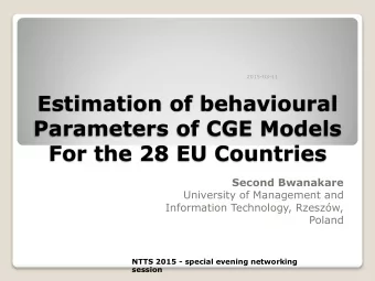 Estimation of behavioural  Parameters of CGE Models  For the 28 EU Countries  Second Bwanakare