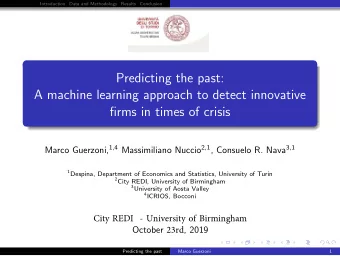 Predicting the past:  A machine learning approach to detect innovative  firms in times of crisis