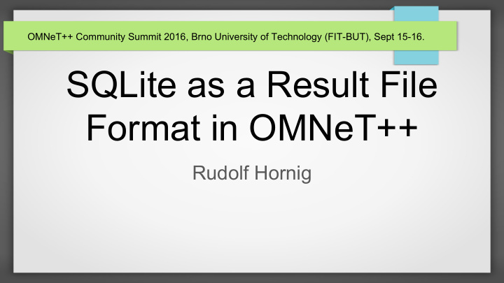 sqlite as a result file format in omnet