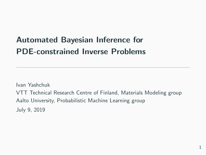 automated bayesian inference for pde constrained inverse