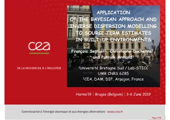 APPLICATION  OF THE BAYESIAN APPROACH AND  INVERSE DISPERSION MODELLING  TO SOURCE TERM ESTIMATES