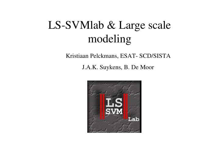 ls svmlab large scale modeling