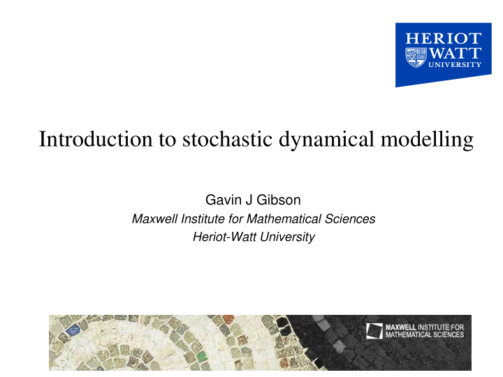 introduction to stochastic dynamical modelling