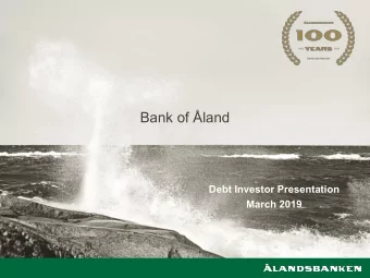 Bank of land  Debt Investor Presentation  March 2019  Table of Contents  1. Bank of land in