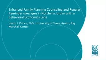 Enhanced Family Planning Counseling and Regular  Reminder messages in Northern Jordan with a