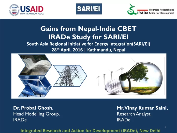 gains from nepal india cbet irade study for sari ei