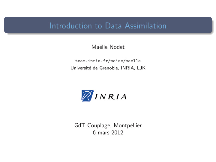 introduction to data assimilation