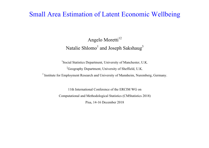 small area estimation of latent economic wellbeing