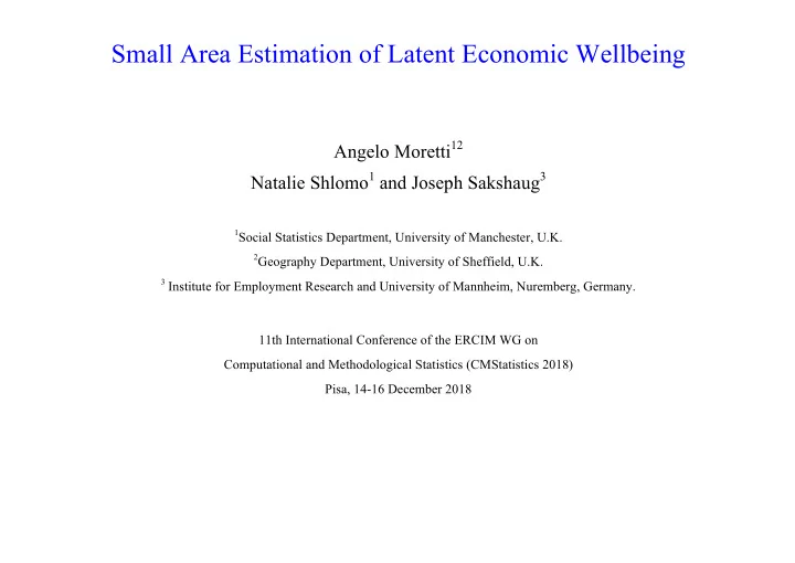 small area estimation of latent economic wellbeing