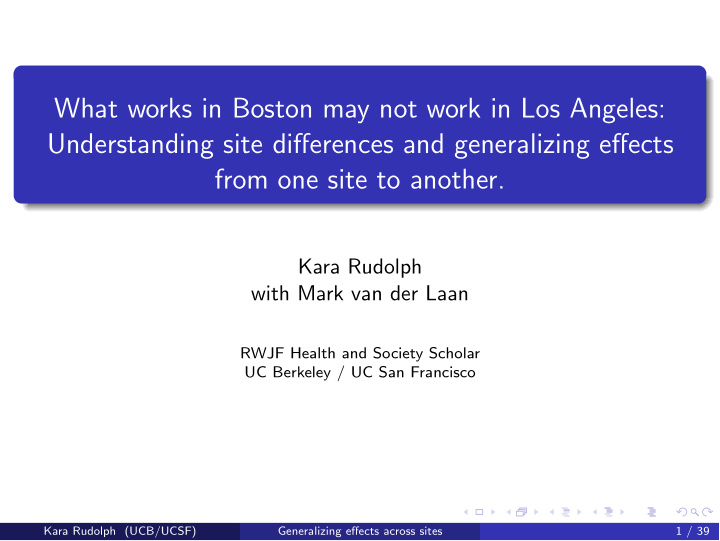what works in boston may not work in los angeles