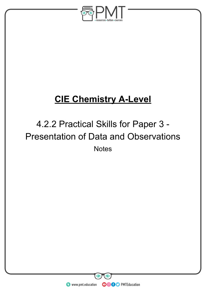 cie chemistry a level 4 2 2 practical skills for paper 3