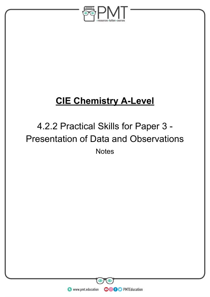 cie chemistry a level 4 2 2 practical skills for paper 3