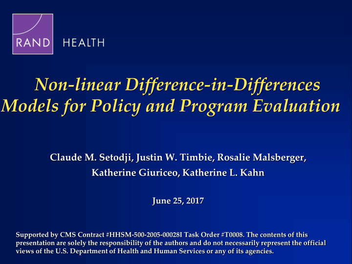 non linear difference in differences models for policy