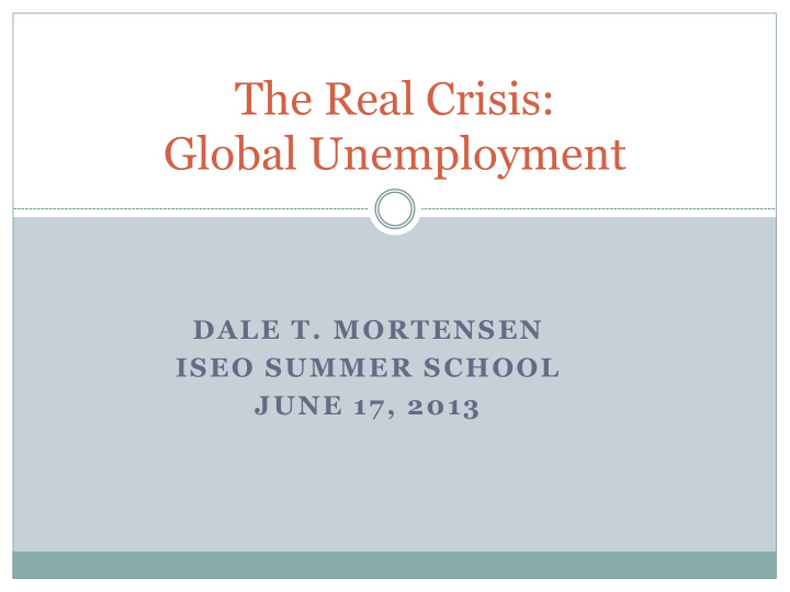 the real crisis global unemployment