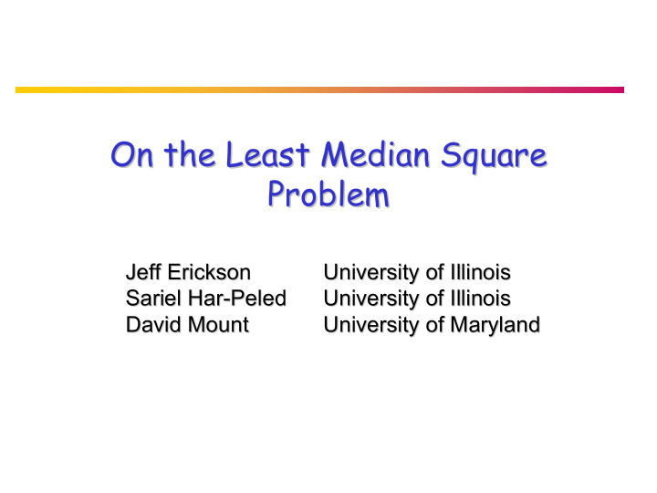 on the least median square on the least median square