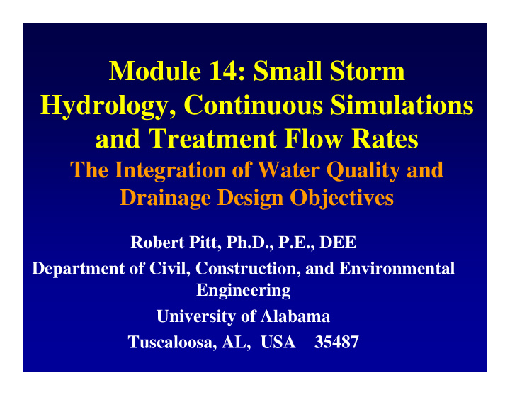 module 14 small storm hydrology continuous simulations