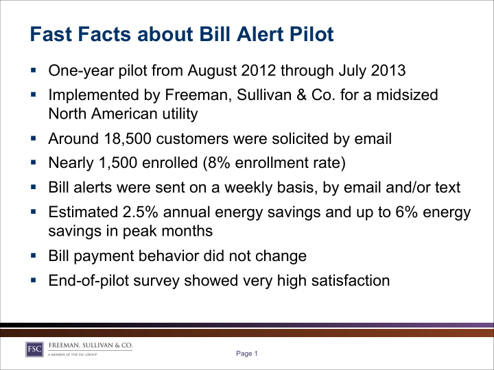 fast facts about bill alert pilot