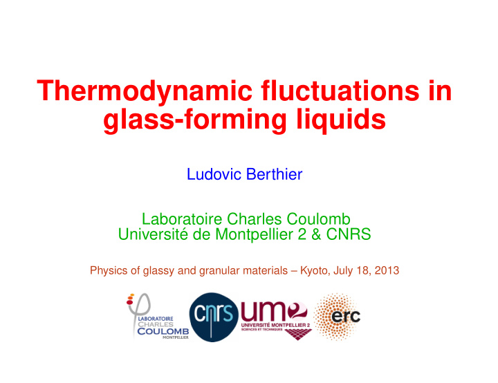 thermodynamic fluctuations in glass forming liquids