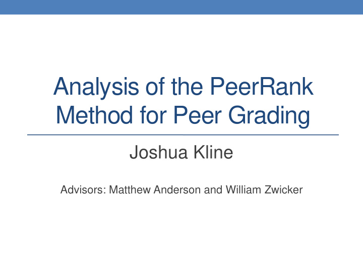 analysis of the peerrank