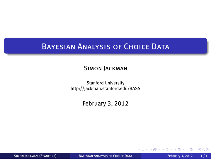 bayesian analysis of choice data