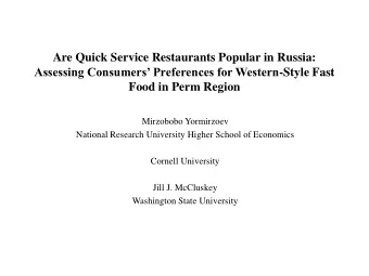 Food in Perm Region  Mirzobobo Yormirzoev  National Research University Higher School of Economics