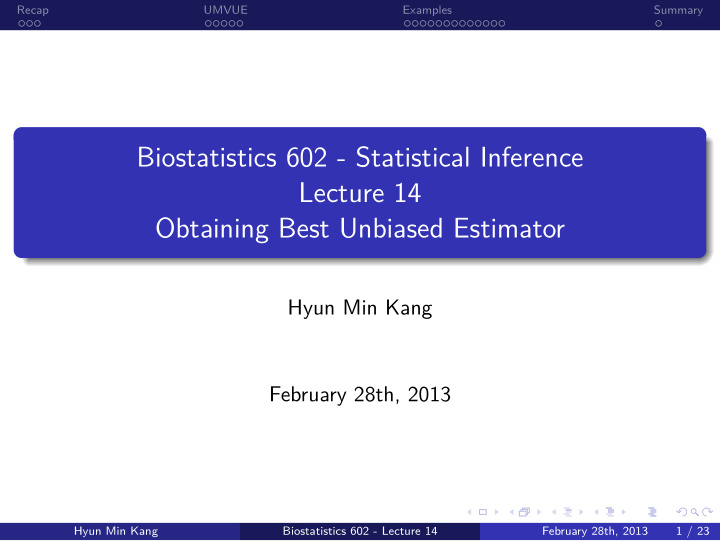 biostatistics 602 statistical inference