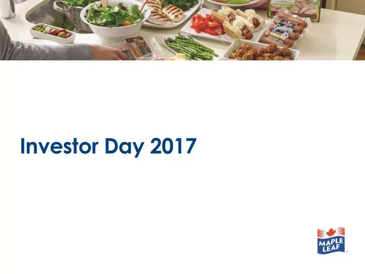 investor day 2017 safe harbor