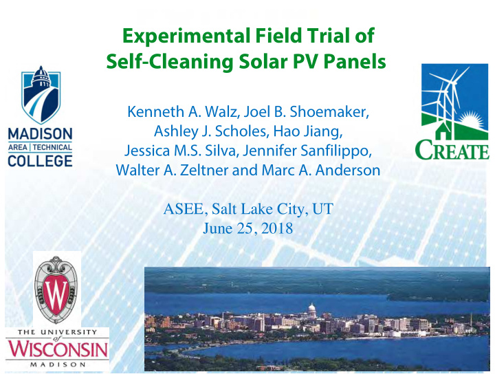 experimental field trial of self cleaning solar pv panels