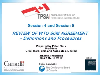 REV  EVI EW  EW OF WTO SCM AGREEM  EEMEN  ENT  - Definit ions and Pro  rocedure  res  Prepared by