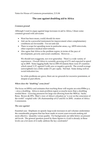 The case against doubling aid to Africa  Common ground  Although I want to argue against large