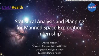 for Manned Space Exploration  In  Internship  Christie Watters  Crew and Thermal Systems Division