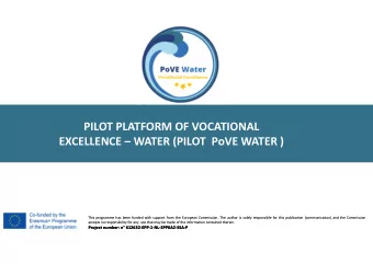 PILOT PLATFORM OF VOCATIONAL  PILOT PLATFORM OF VOCATIONAL  EXCELLENCE  WATER (PILOT  PoVE WATER