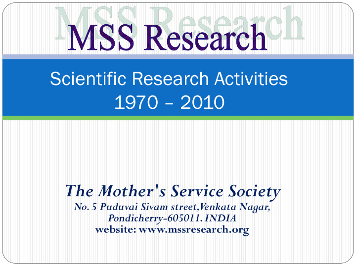 scientific research activities