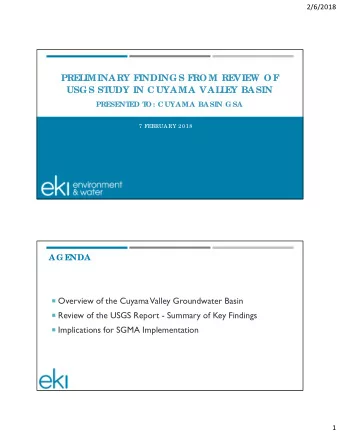 PREL  IMINARY FINDING S FRO M REVIEW O F  USG S ST  UDY IN C UYAMA VAL  L  EY BASIN  _  PRESENT  ED