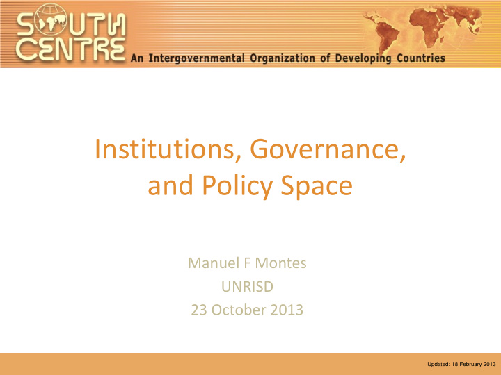 institutions governance and policy space
