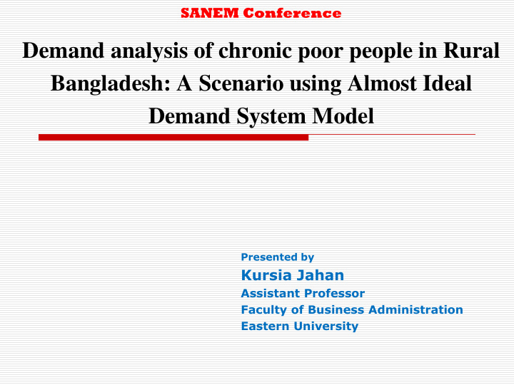 demand analysis of chronic poor people in rural