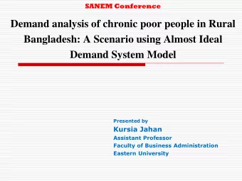 Demand analysis of chronic poor people in Rural  Bangladesh: A Scenario using Almost Ideal  Demand