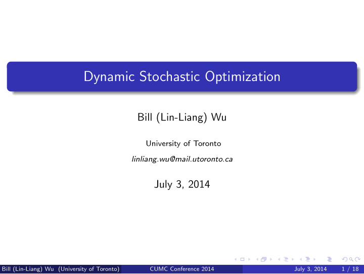 dynamic stochastic optimization