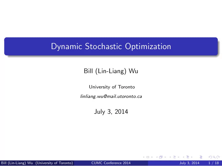 dynamic stochastic optimization
