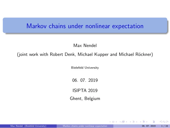 markov chains under nonlinear expectation