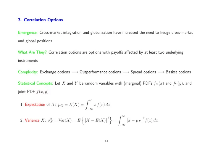 3 correlation options emergence cross market integration