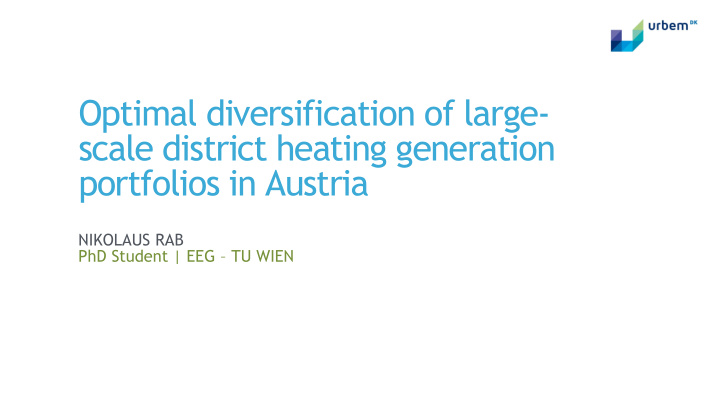 scale district heating generation