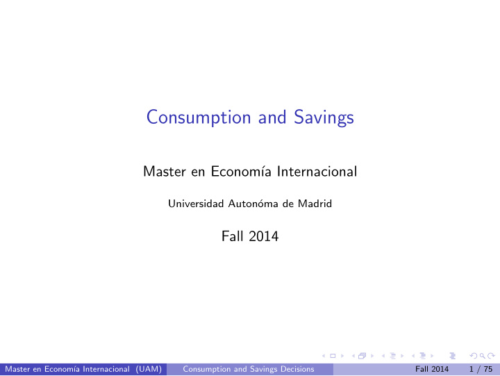 consumption and savings