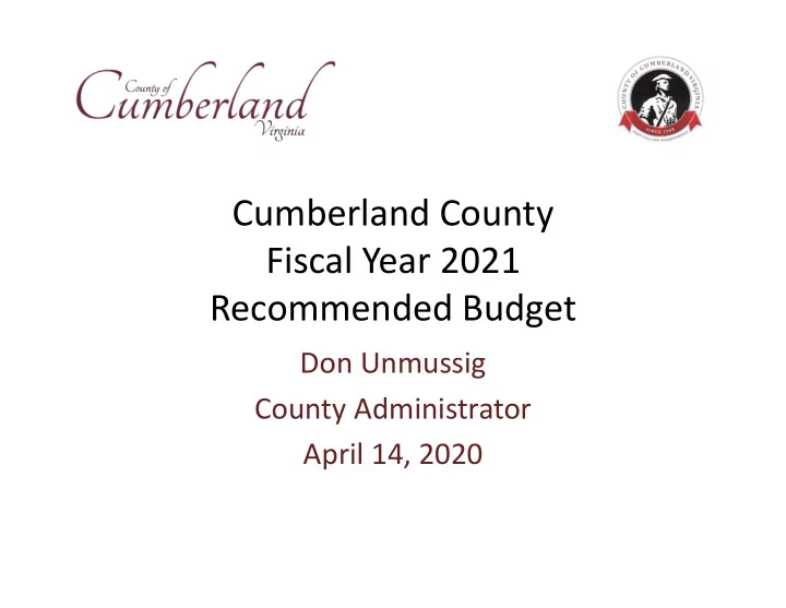 cumberland county fiscal year 2021 recommended budget
