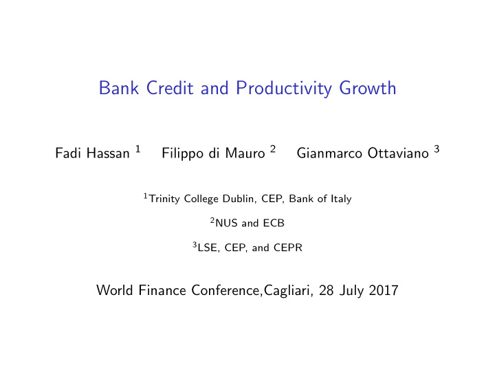 bank credit and productivity growth