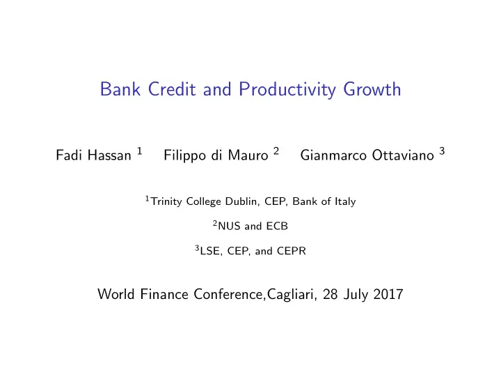 bank credit and productivity growth