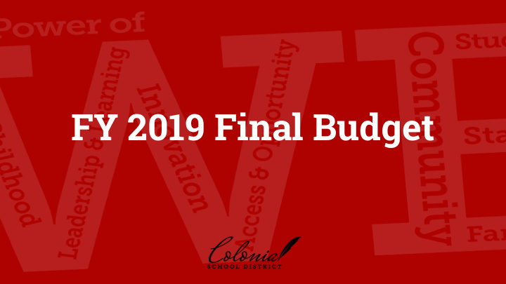 fy 2019 final budget overview