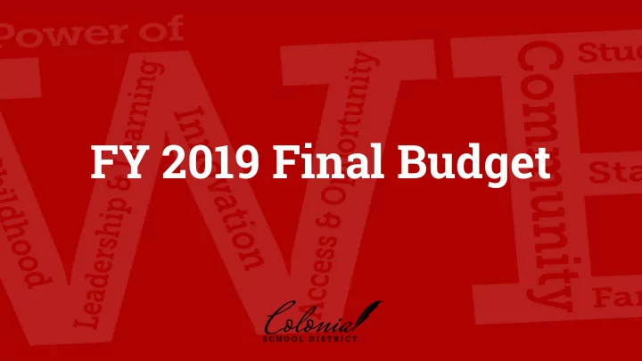 fy 2019 final budget overview